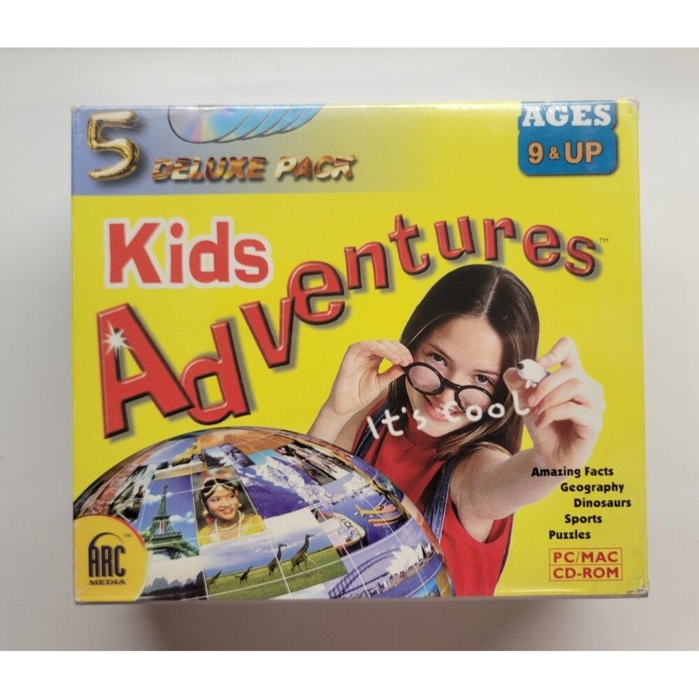 Kids Adventures CD-ROM Brain Teaser Sports Rules Dinosaurs Atlas Amazing Facts